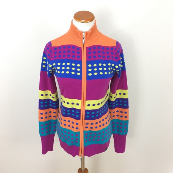 Neve Wool Cardigan Sweater Full Zip Striped Jacket Women’s Sz Small‎ - Picture 1 of 5